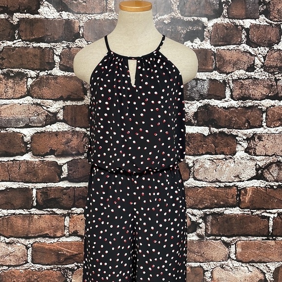 Wisp Romper Pants Suit Cropped Black Red Dots Lottie Pockets Belt Size 2 - Picture 6 of 16
